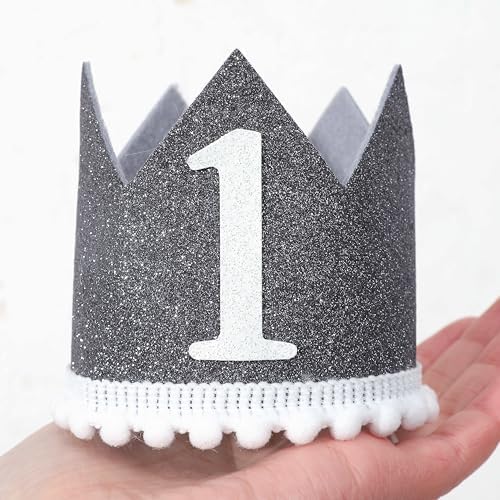 1st Birthday Crown - Glitter Birthday Hat for Kids