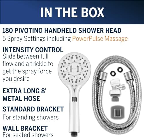 Waterpik ShowerCare Handheld Shower Head Five Modes 180-Degree Rotation