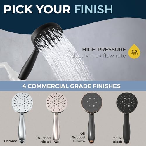 HammerHead Showers All Metal 3-Spray Handheld Shower Head Matte Black