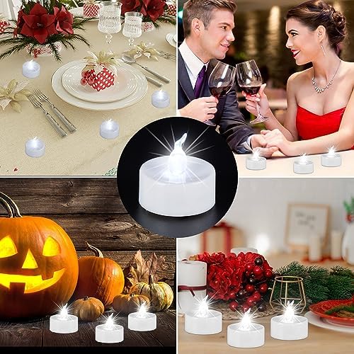 AGPTEK 24 PCS LED Tealights Flameless Candles for Wedding Birthday Party - White