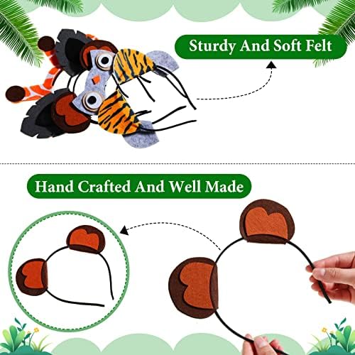 Xinnun 24 Pcs Jungle Animal Headbands for Parties and Photo Booths