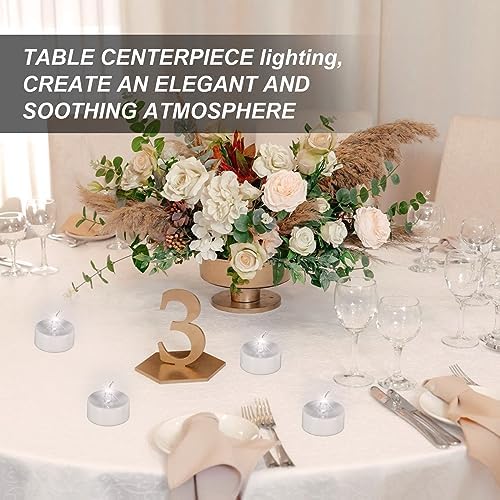 AGPTEK 24 PCS LED Tealights Flameless Candles for Wedding Birthday Party - White