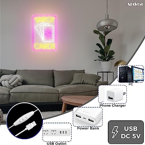 Artlast Tarot Cards Neon Sign with Pink LED Light
