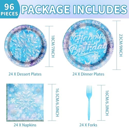 Grencian 96 Pcs Frozen Party Tableware Set