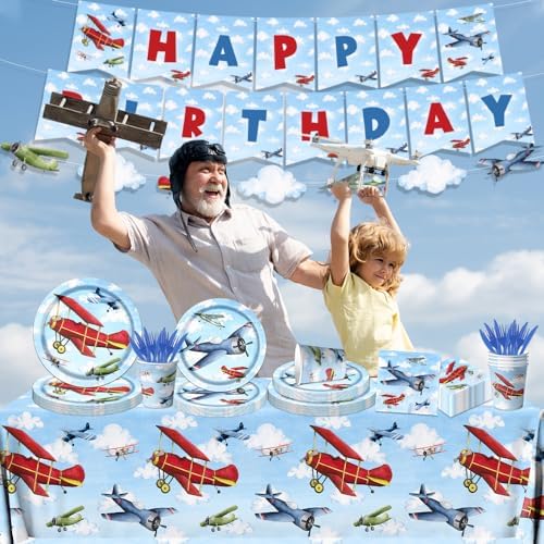 142pcs Airplane Themed Birthday Party Decorations