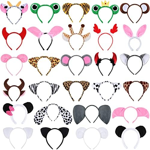 28 Pieces Safari Animal Headbands for Kids and Adults
