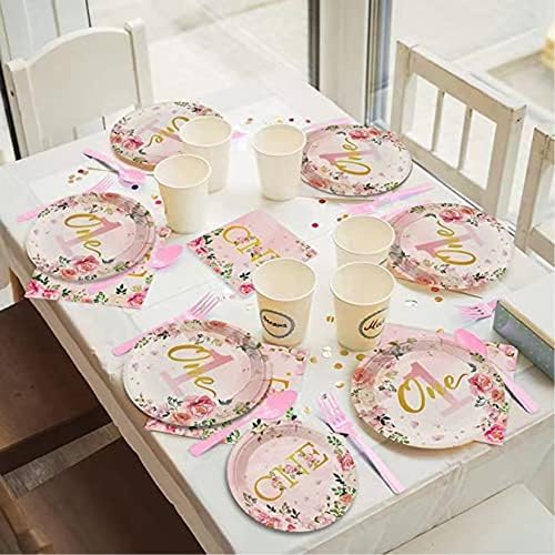 96PCS First Birthday Tableware Set for 24 Guests