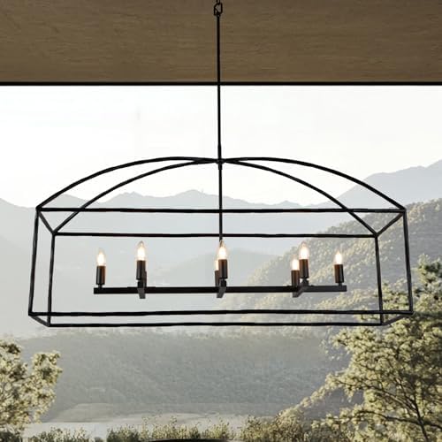 Modern Industrial Linear Chandelier with Bronze Finish