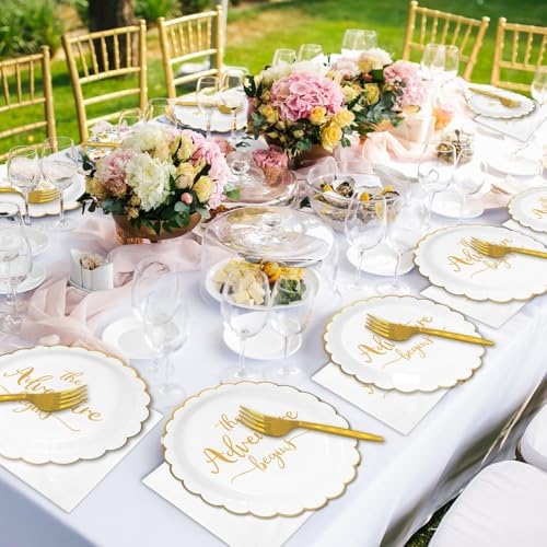 100Pcs The Adventure Begins Paper Plates Napkins Set