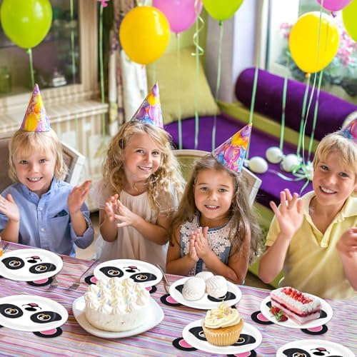 48Pcs Panda Paper Plates Birthday Party Decor
