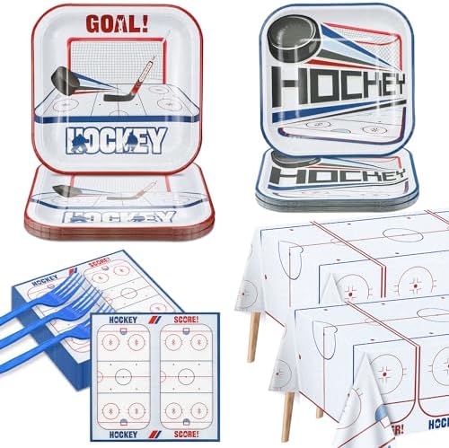 Hockey Birthday Decorations 162Pcs Tableware Pack for Kids