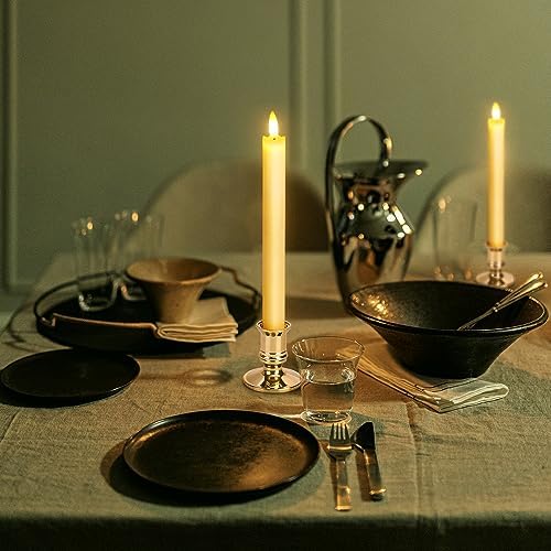 6 Pack Flameless LED Taper Candles with 2 Remotes and Holders