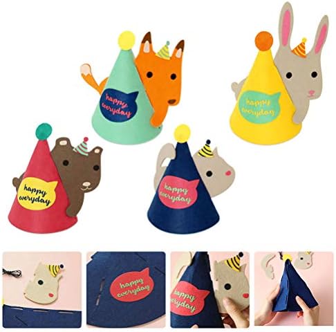 ABOOFAN 4pcs Party Hat Animal Theme Birthday Cap