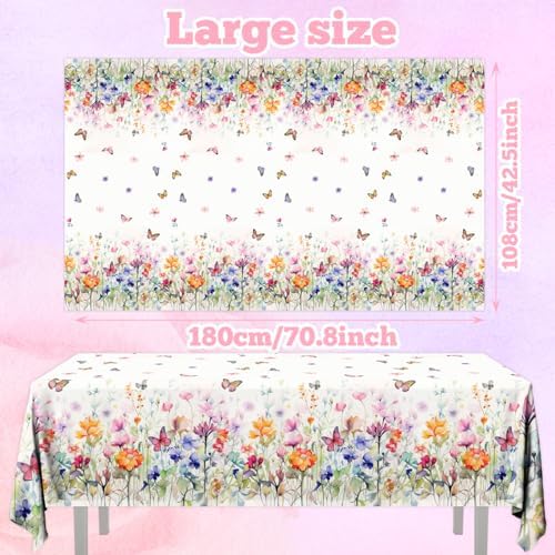 HAKOTI Wildflower Party Tablecloth Set - 3PCS Rectangular Decorations