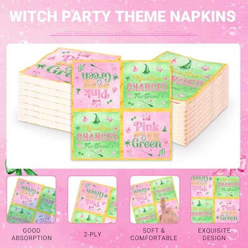 100 PCS Witch Birthday Party Plates Napkins Set