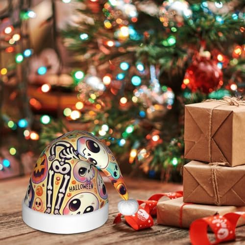 Augenstern Christmas Hat for Kids Unisex Skeleton Halloween Santa Hat