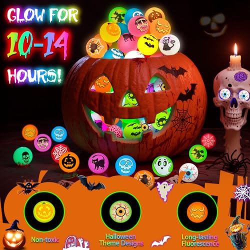 105PCS Halloween Glow in the Dark Bouncy Balls Bulk