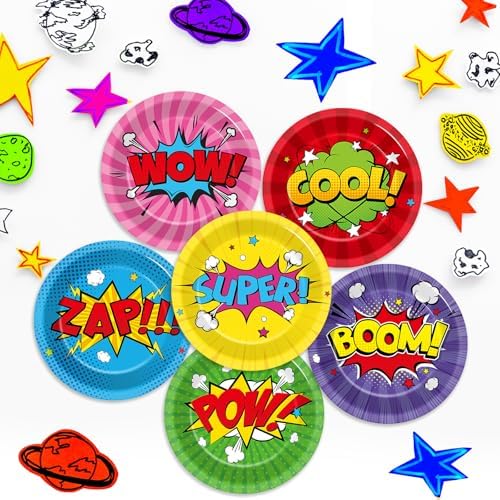 60Pcs Super Hero Party Paper Plates for Kids Birthday Baby Shower