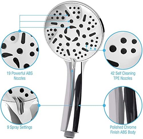 Handheld Shower Head with 9 Modes and 59 Inch Hose Bracket