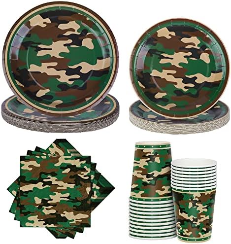 Durony 96 Piece Camouflage Party Supplies Set