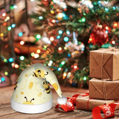 Augenstern Christmas Hat Cute Cartoon Bee Xmas Hat Unisex Santa Hat