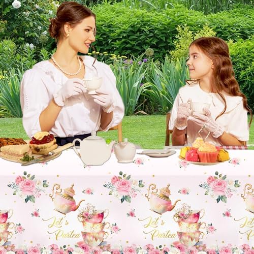Pink Floral Tea Party Tablecloth Set of 3