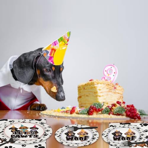96PCS Dog Themed Disposable Tableware Set for 24 Guests