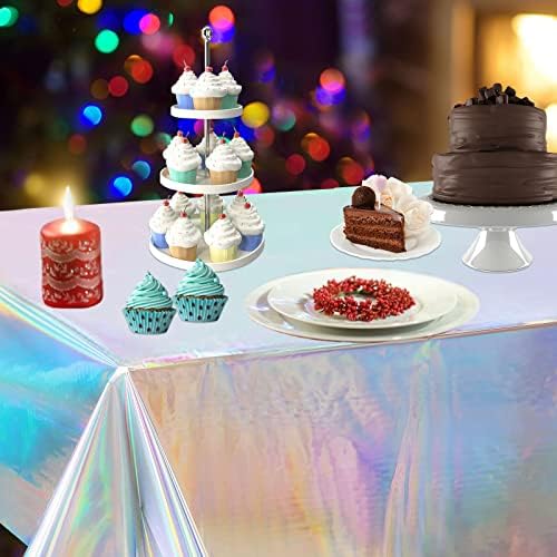 2Pcs Iridescent Party Tablecloths 54x108