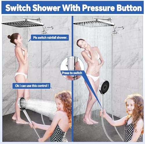 13 Inch Rainfall Handheld Shower Combo with 3 Modes
