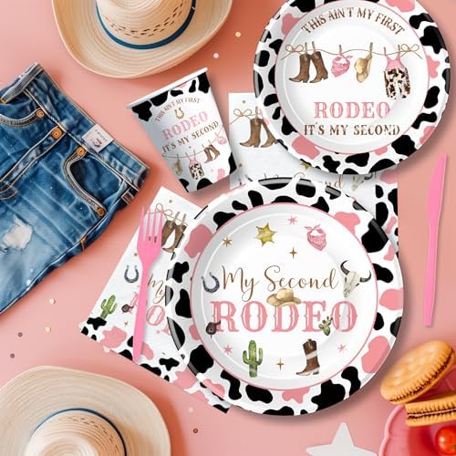 Western Cowgirl 2nd Birthday Tableware Set for 24 Guests
