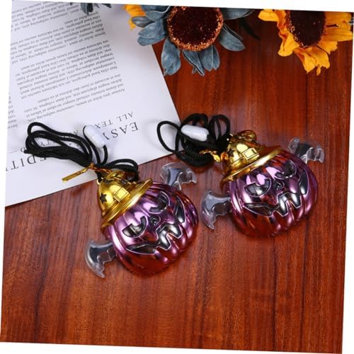 Toyvian 3Pcs LED Pumpkin Lantern Necklace for Halloween Party