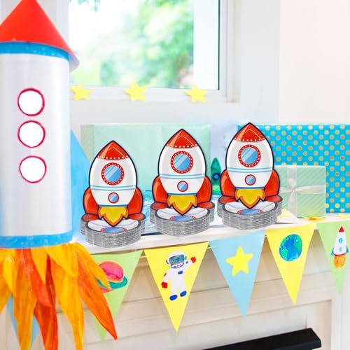 CHUNNIN 50 PCS Rocket Ship Paper Plates