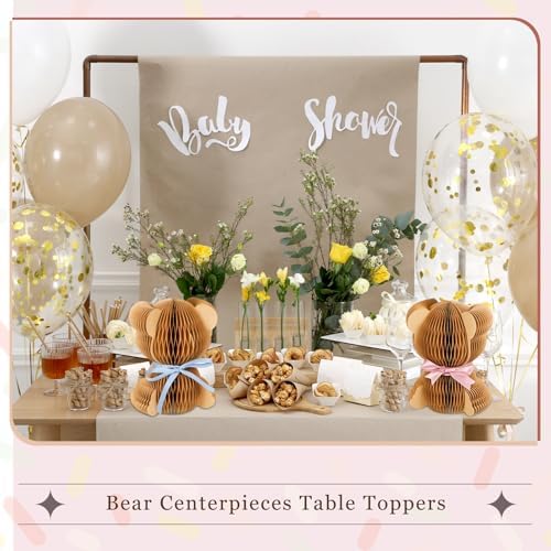 Yeaqee 2 Pcs 3D Bear Honeycomb Centerpieces with Magnetic Closure