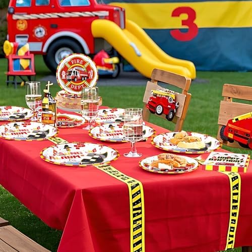 96Pcs Fire Truck 3rd Birthday Party Decorations Set