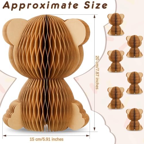 Yeaqee 2 Pcs 3D Bear Honeycomb Centerpieces with Magnetic Closure