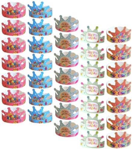 LUOZZY 100 Pcs Birthday Crown Hats for Kids