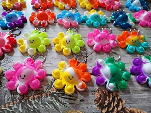 100 Packs Bulk Octopus Fidget Keychain Set for Kids Party Favors