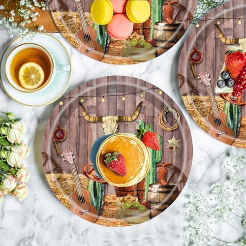 50Pcs Western Party Plates for Cowboy Theme Events