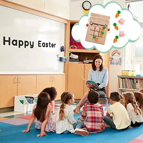 120 Pcs Easter Tic Tac Toe Game Set with Drawstring Bags