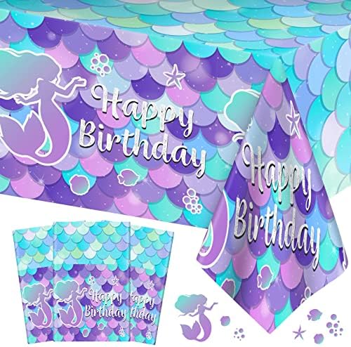 3 Pcs Mermaid Tablecloth for Birthday Decorations