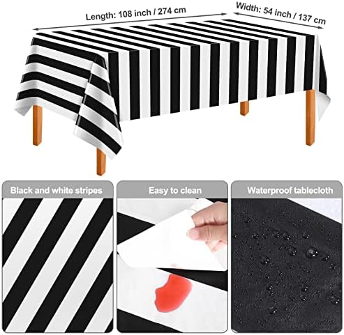Durony 113 Piece Black and White Striped Party Set