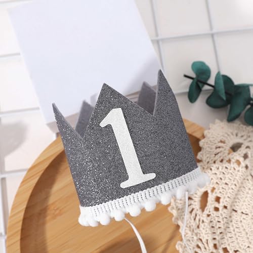 1st Birthday Crown - Glitter Birthday Hat for Kids
