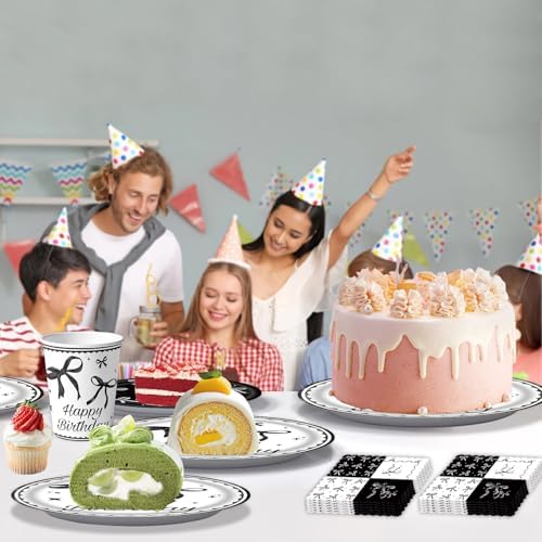 Black Bow Party Decorations Set for Birthday Celebrations