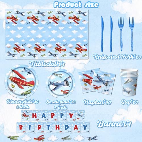 142pcs Airplane Themed Birthday Party Decorations