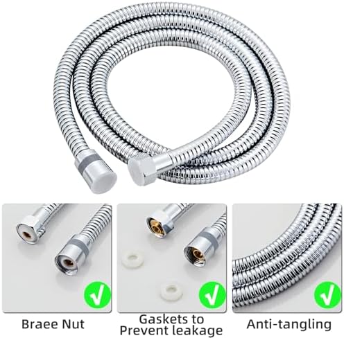 AITANI Square Chrome Handheld Shower Head with Hose and Wall Connector