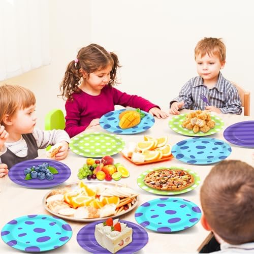 48Pcs Monster Birthday Plates 7 Inch Partyware