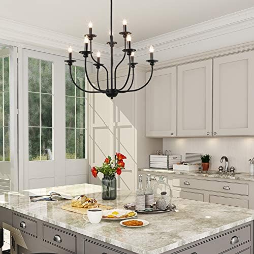 LALUZ Black 2-Tier 9-Candle Chandelier
