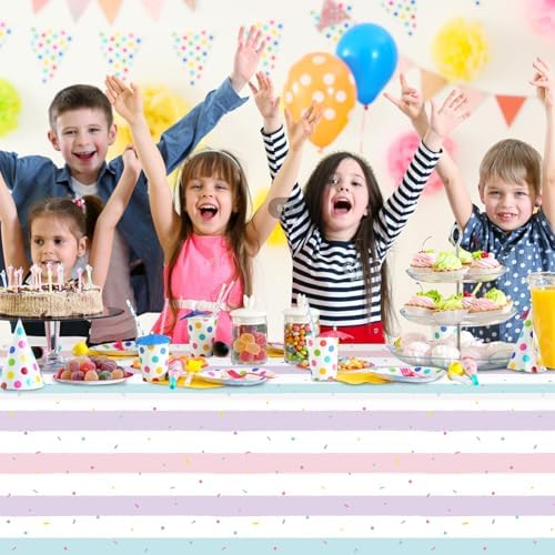 6 Pack Sprinkle Ice Cream Tablecloths for Birthday Parties