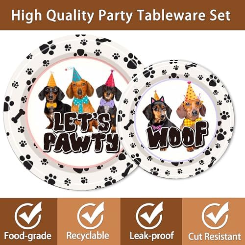 96PCS Dog Themed Disposable Tableware Set for 24 Guests