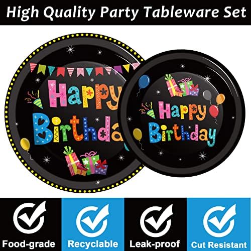 Tevxj 96PCS Birthday Plates and Napkins Set